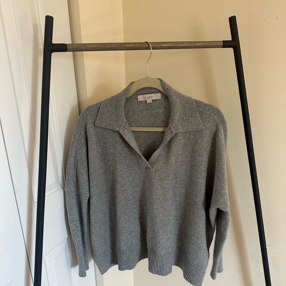 Loft XS Gray Knit Oversized Sweater - Picture 1 of 2